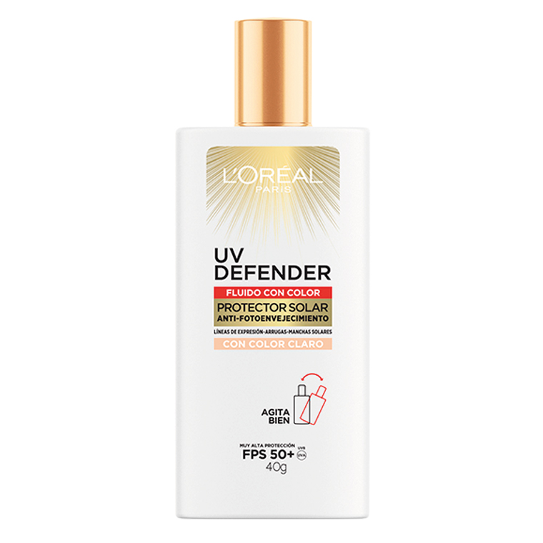 LOREAL PROTECTOR SOLAR UV DEFENDER FLUIDO COLOR CLARO SPF 50 X 40 G.